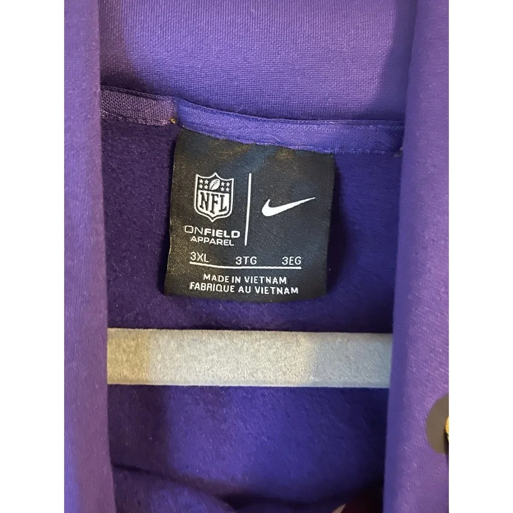 Men's 3XL NWOT Minnesota Vikings Nike Therma Fit Sideline Pullover Hoodie Purple